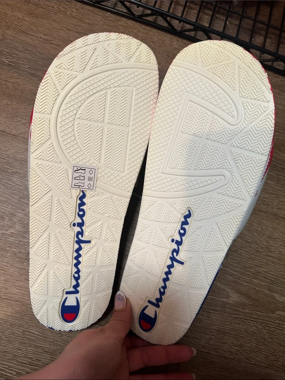 Champion Red White and Blue Drip-Detail Slide Sandals